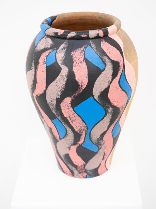 Julien Colombier - Vase aux lianes roses et bleues